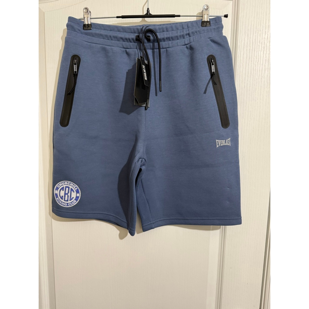 Men's Everlast Blue Athletic Shorts with Black Zippers, Size M